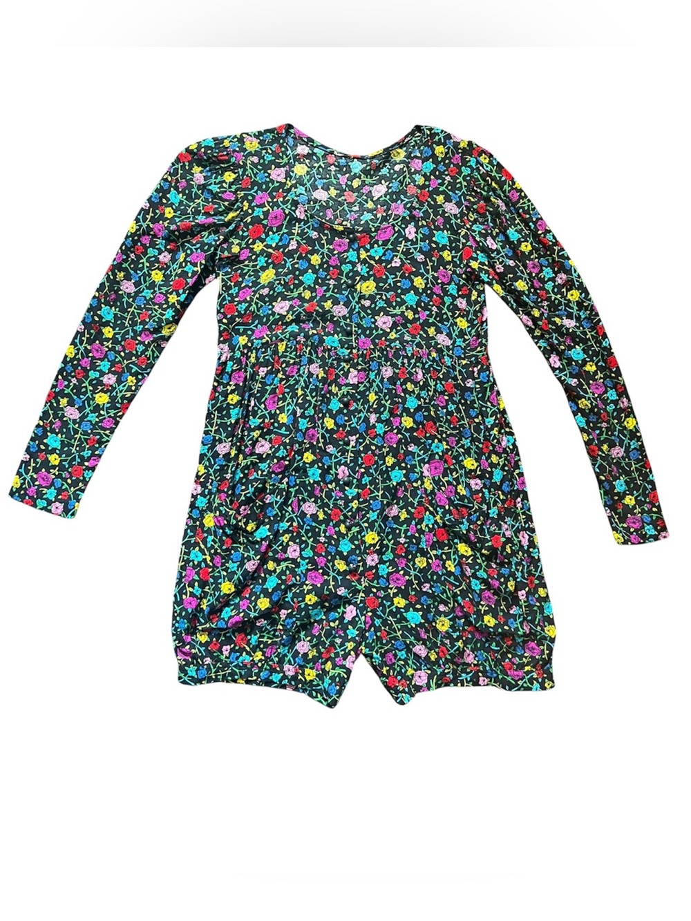 Betsey Johnson Punk Label VTG Floral Shorts Romper Boho Streetwear Artsy Black